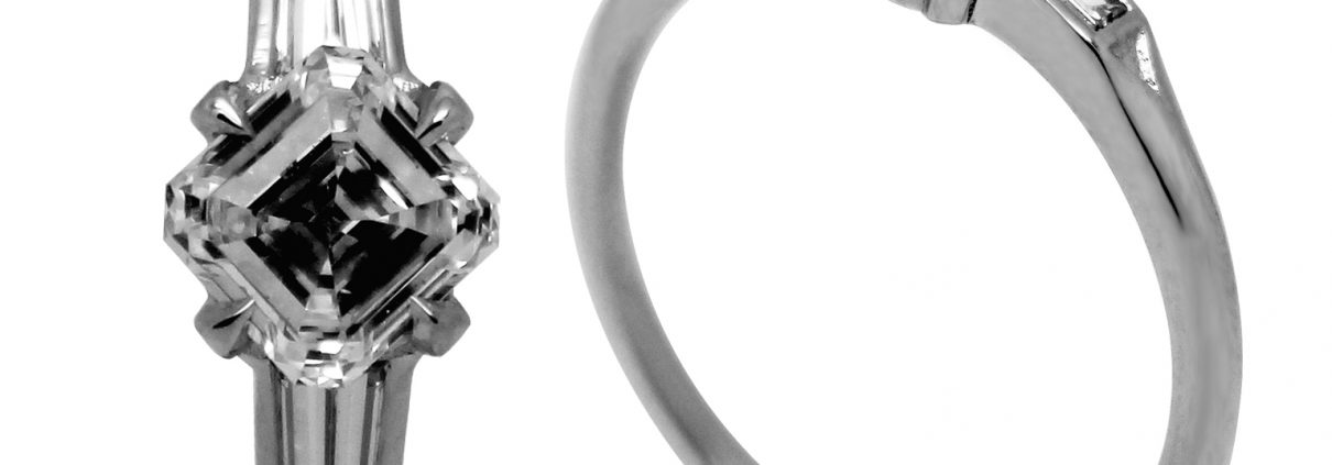 asscher-cut-diamond-ring-platinum by william Cheshire Bespoke Cult London Jeweller
