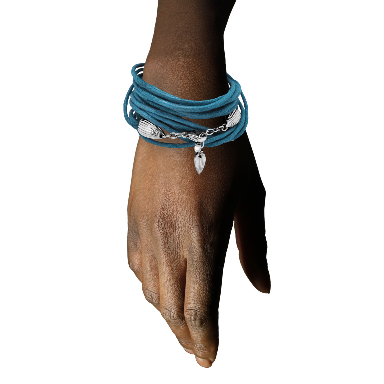 Libertine Wrap Bracelet Blue cord and Silver William Cheshire