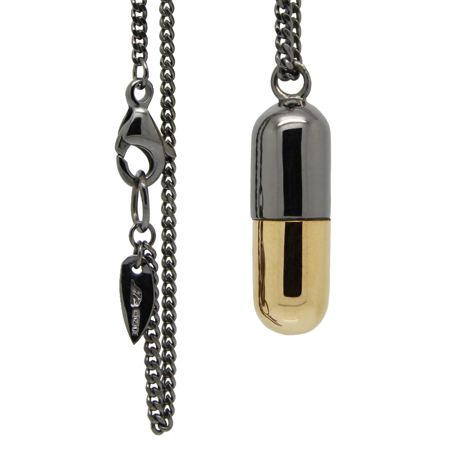 Pill Necklace Polished Black William Cheshire