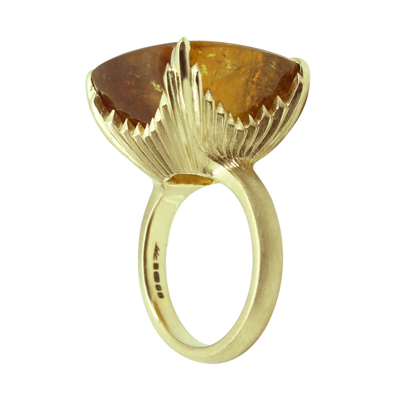 Audacity ring amber tourmaline side view by William Cheshire London Jeweller