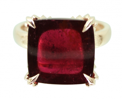 Audacity ring red tourmaline rose goldtop view by William Cheshire