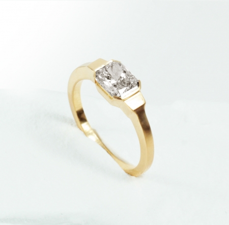 Elongated radiant Diamond Yellow Gold by William Cheshire