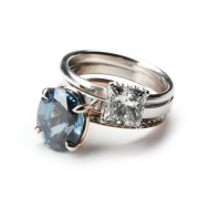 Sapphire and princess cut diamond engagement Ring for William Cheshire London Hackney Jeweller