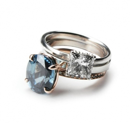 Sapphire and princess cut diamond engagement Ring for William Cheshire London Hackney Jeweller