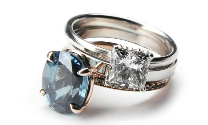 Sapphire and princess cut diamond engagement Ring for William Cheshire London Hackney Jeweller
